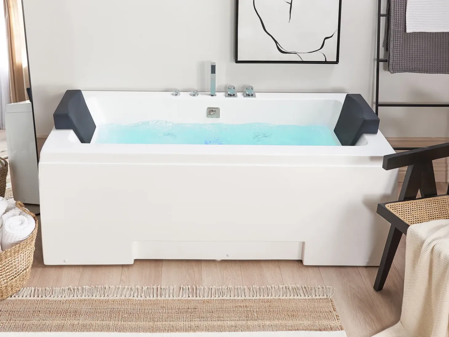 New Wanna narożna z hydromasażem LED GALLEY 170 x 75 cm Wanny Z Hydromasażem|Wszystkie Wanny