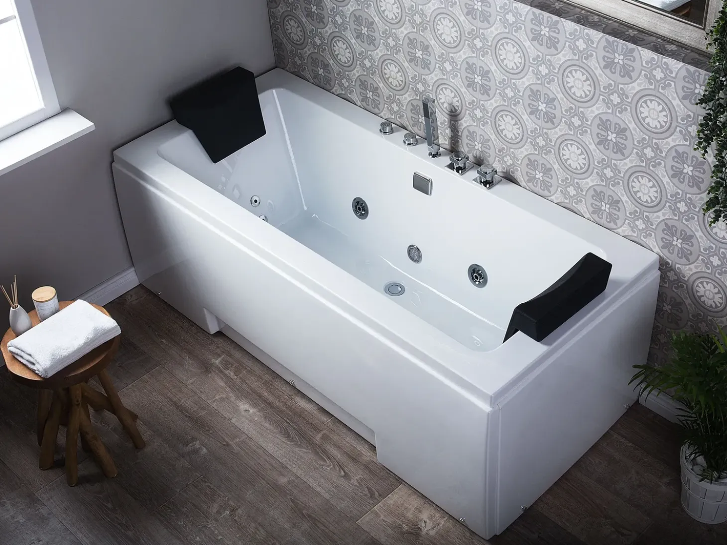 New Wanna narożna z hydromasażem LED GALLEY 170 x 75 cm Wanny Z Hydromasażem|Wszystkie Wanny
