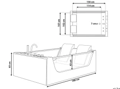 New Wanna narożna z hydromasażem LED CURACAO 180 x 120 cm Wanny Z Hydromasażem|Wszystkie Wanny