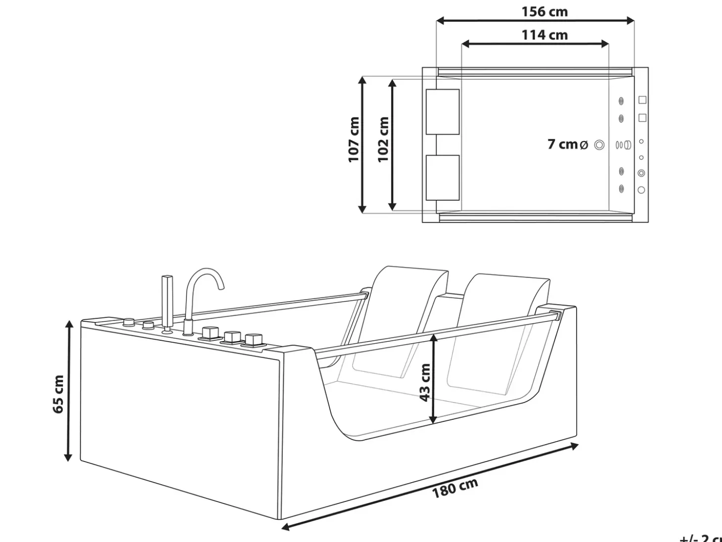 New Wanna narożna z hydromasażem LED CURACAO 180 x 120 cm Wanny Z Hydromasażem|Wszystkie Wanny