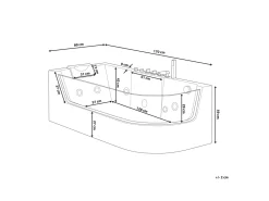 Online Wanna narożna z hydromasażem LED ACUARIO Prawostronny 170 x 80 cm Wszystkie Wanny|Wanny Z Hydromasażem