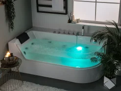 Online Wanna narożna z hydromasażem LED ACUARIO Prawostronny 170 x 80 cm Wszystkie Wanny|Wanny Z Hydromasażem