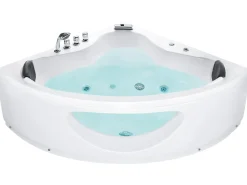 New Wanna narożna z hydromasażem LED TOCOA 205 x Biały Wszystkie Wanny|Wanny Z Hydromasażem