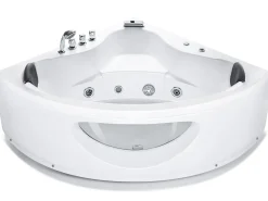 New Wanna narożna z hydromasażem LED TOCOA 205 x Biały Wszystkie Wanny|Wanny Z Hydromasażem
