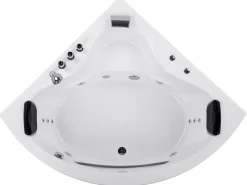 New Wanna narożna z hydromasażem LED TOCOA 205 x Biały Wszystkie Wanny|Wanny Z Hydromasażem
