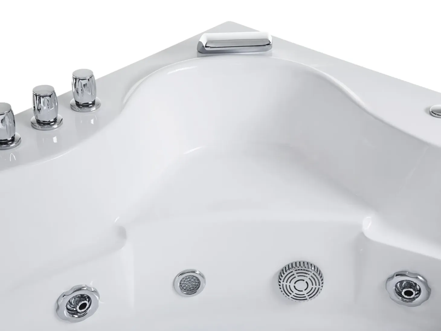 New Wanna narożna z hydromasażem LED TOCOA 205 x Biały Wszystkie Wanny|Wanny Z Hydromasażem
