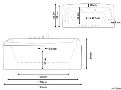Best Wanna narożna z hydromasażem LED MOOR 173 x 81 cm Biały Wanny Z Hydromasażem|Wszystkie Wanny