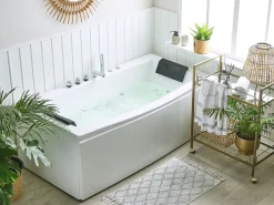 Best Wanna narożna z hydromasażem LED MOOR 173 x 81 cm Biały Wanny Z Hydromasażem|Wszystkie Wanny
