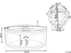 Online Wanna narożna z hydromasażem LED MILANO Wbudowany głośnik Bluetooth 181 x 150 cm Wszystkie Wanny|Wanny Z Hydromasażem