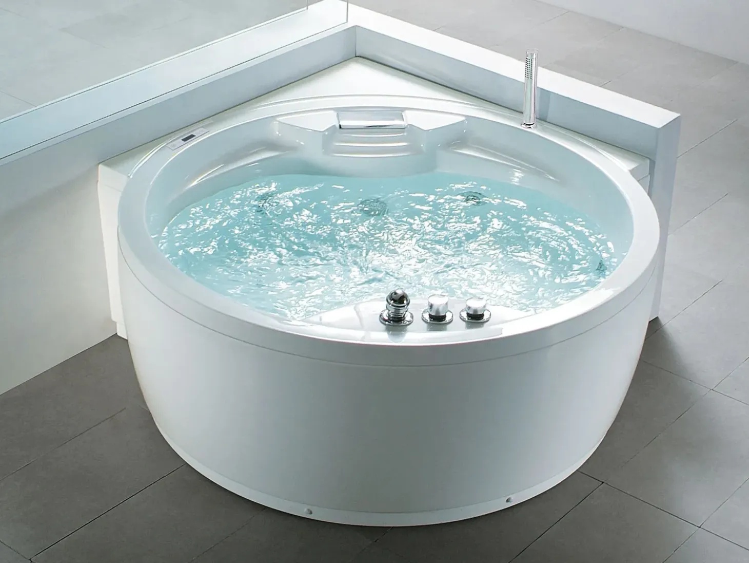 Online Wanna narożna z hydromasażem LED MILANO Wbudowany głośnik Bluetooth 181 x 150 cm Wszystkie Wanny|Wanny Z Hydromasażem