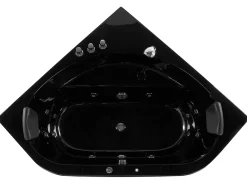 Outlet Wanna narożna z hydromasażem LED MEVES 140 x 140 cm Czarny Wszystkie Wanny|Wanny Z Hydromasażem