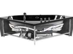 Outlet Wanna narożna z hydromasażem LED MEVES 140 x 140 cm Czarny Wszystkie Wanny|Wanny Z Hydromasażem
