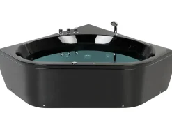 Outlet Wanna narożna z hydromasażem LED MEVES 140 x 140 cm Czarny Wszystkie Wanny|Wanny Z Hydromasażem