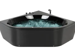 Outlet Wanna narożna z hydromasażem LED MEVES 140 x 140 cm Czarny Wszystkie Wanny|Wanny Z Hydromasażem