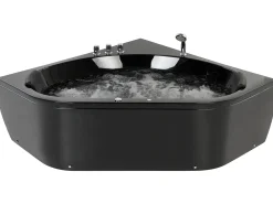 Outlet Wanna narożna z hydromasażem LED MEVES 140 x 140 cm Czarny Wszystkie Wanny|Wanny Z Hydromasażem