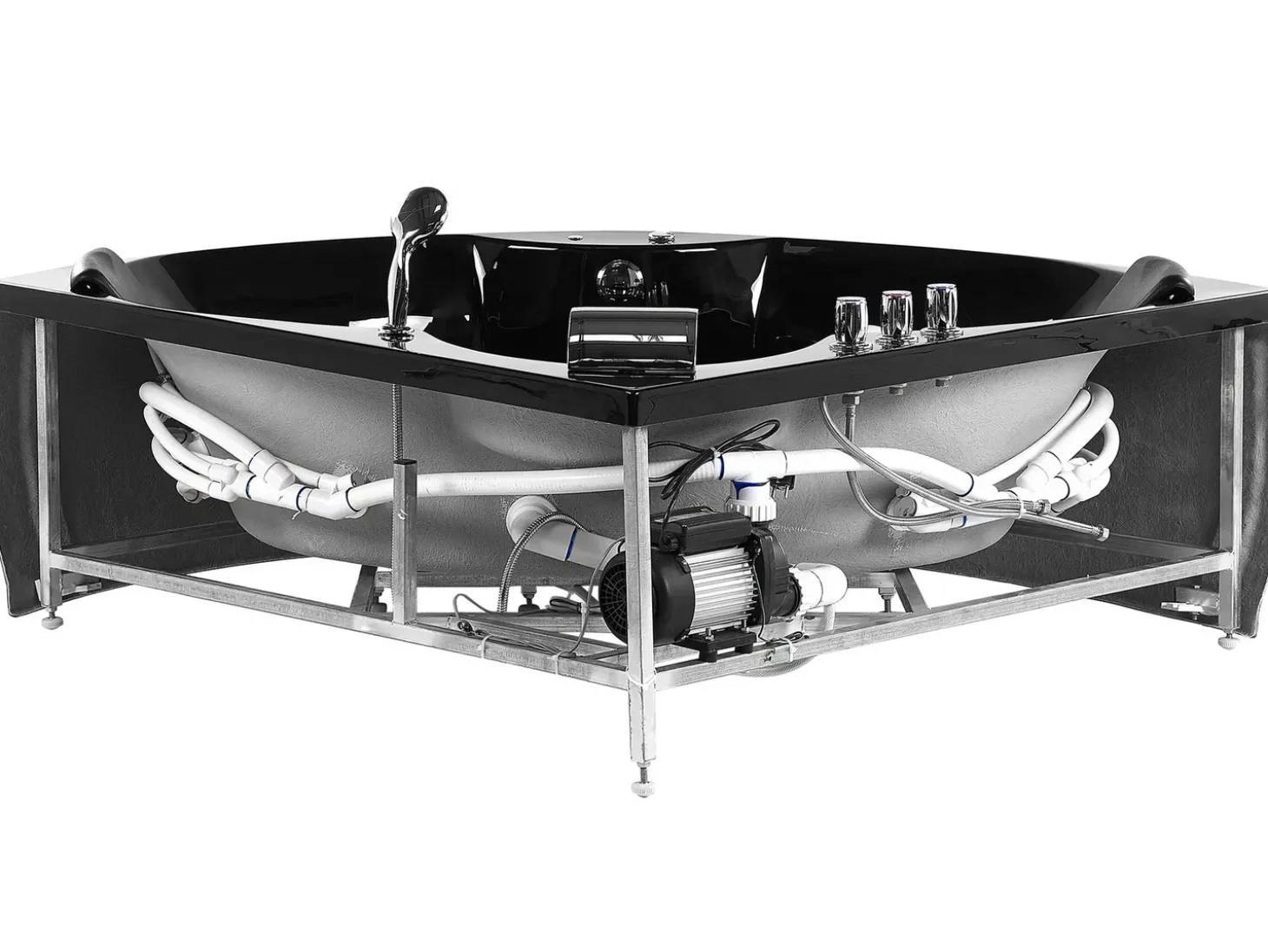 Hot Wanna narożna z hydromasażem LED SENADO 205 x 150 cm Czarny Wszystkie Wanny|Wanny Z Hydromasażem