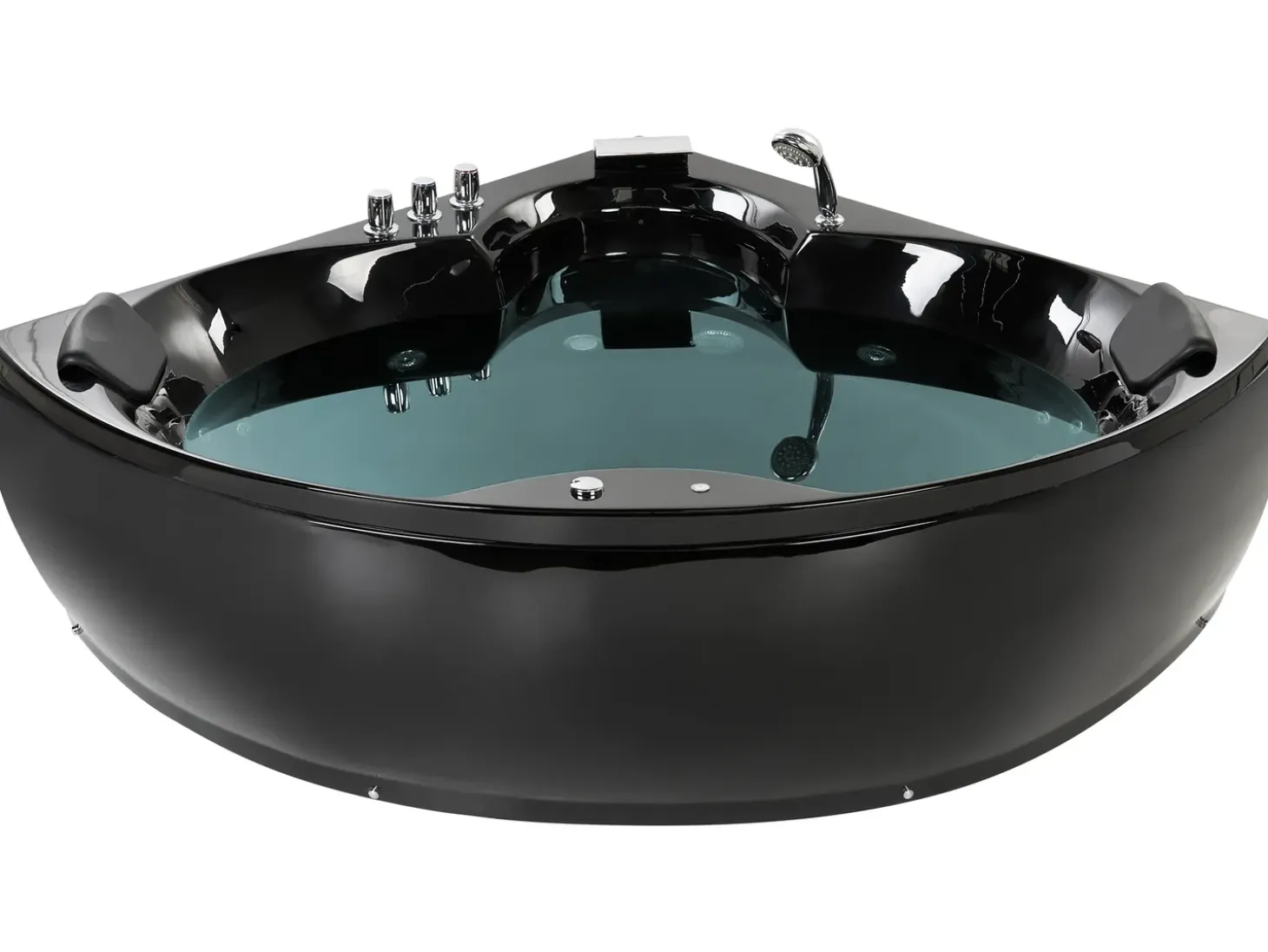 Hot Wanna narożna z hydromasażem LED SENADO 205 x 150 cm Czarny Wszystkie Wanny|Wanny Z Hydromasażem