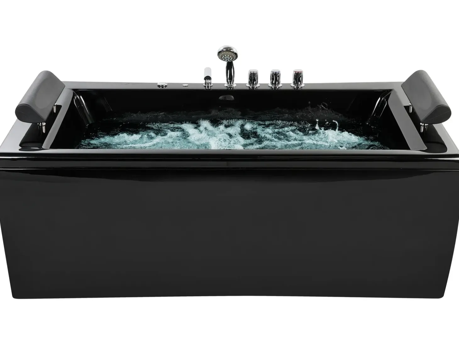 Online Wanna narożna z hydromasażem LED MONTEGO 172 x 83 cm Czarny Wanny Z Hydromasażem|Wszystkie Wanny