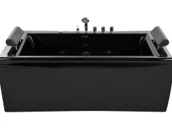 Online Wanna narożna z hydromasażem LED MONTEGO 172 x 83 cm Czarny Wanny Z Hydromasażem|Wszystkie Wanny