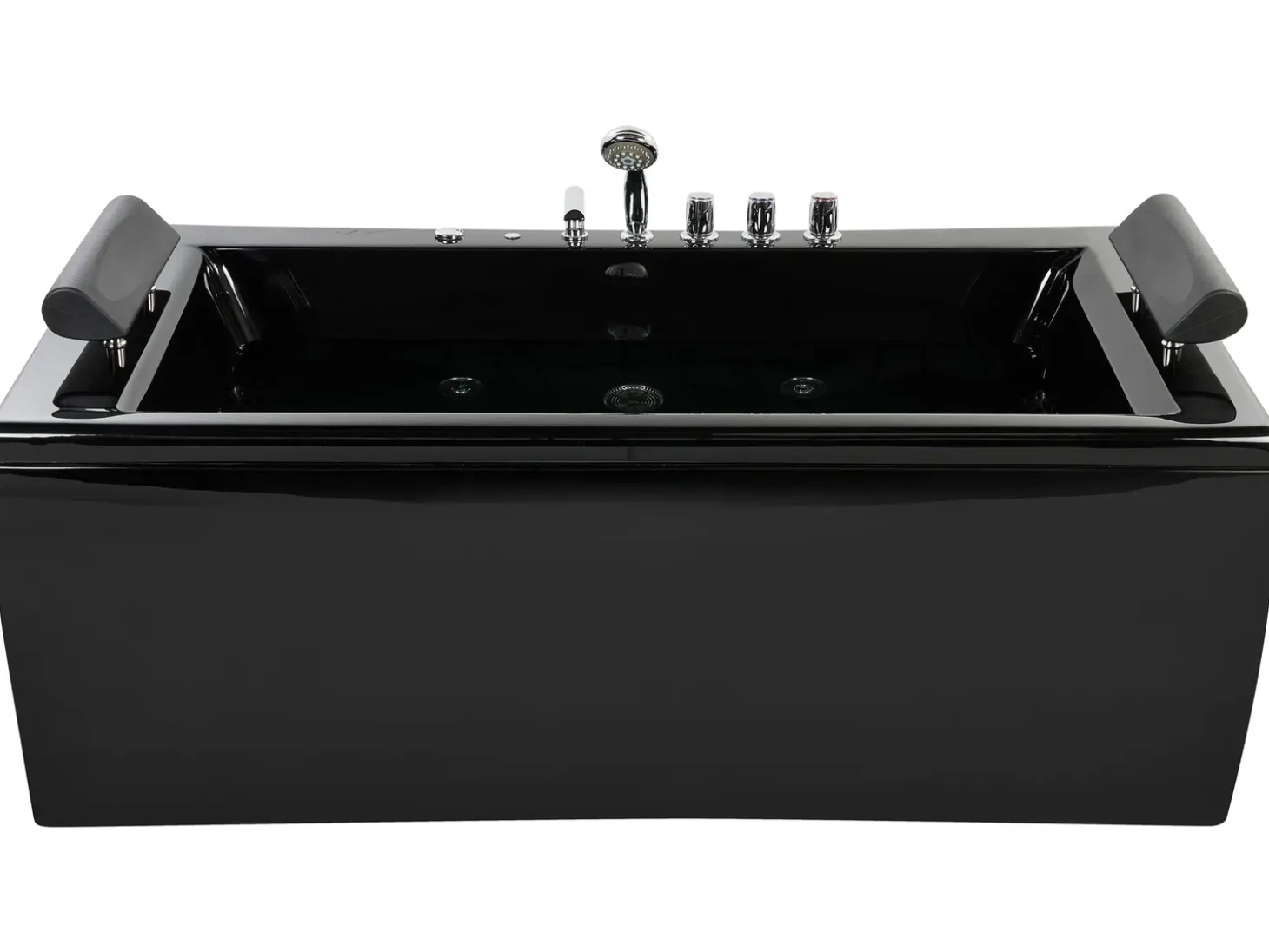 Online Wanna narożna z hydromasażem LED MONTEGO 172 x 83 cm Czarny Wanny Z Hydromasażem|Wszystkie Wanny