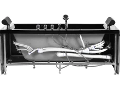 Online Wanna narożna z hydromasażem LED MONTEGO 172 x 83 cm Czarny Wanny Z Hydromasażem|Wszystkie Wanny