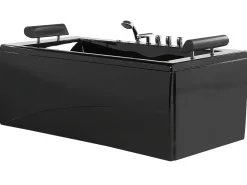 Online Wanna narożna z hydromasażem LED MONTEGO 172 x 83 cm Czarny Wanny Z Hydromasażem|Wszystkie Wanny