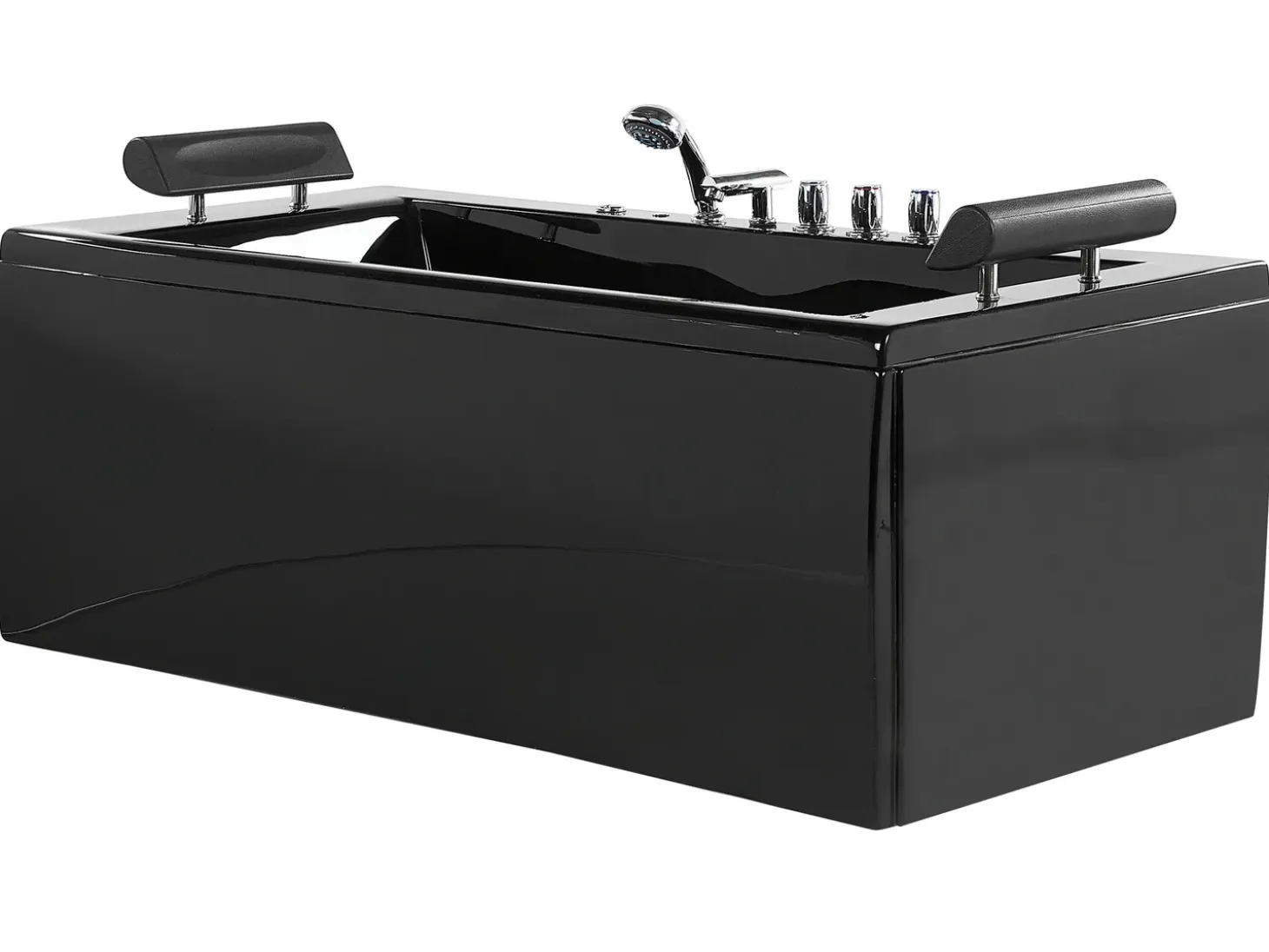 Online Wanna narożna z hydromasażem LED MONTEGO 172 x 83 cm Czarny Wanny Z Hydromasażem|Wszystkie Wanny