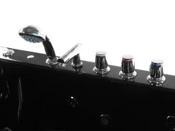 Online Wanna narożna z hydromasażem LED MONTEGO 172 x 83 cm Czarny Wanny Z Hydromasażem|Wszystkie Wanny