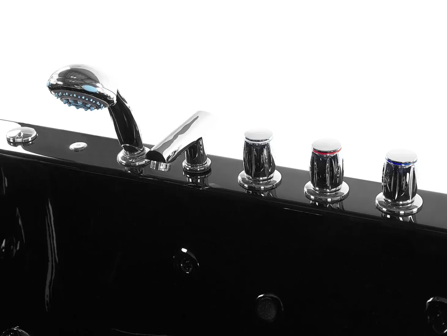 Online Wanna narożna z hydromasażem LED MONTEGO 172 x 83 cm Czarny Wanny Z Hydromasażem|Wszystkie Wanny