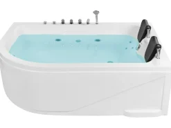 Hot Wanna narożna z hydromasażem LED CALAMA 180 x 120 cm Biały Wszystkie Wanny|Wanny Z Hydromasażem