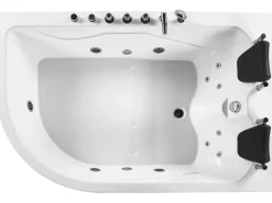 Hot Wanna narożna z hydromasażem LED CALAMA 180 x 120 cm Biały Wszystkie Wanny|Wanny Z Hydromasażem