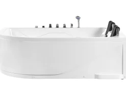Hot Wanna narożna z hydromasażem LED CALAMA 180 x 120 cm Biały Wszystkie Wanny|Wanny Z Hydromasażem