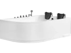 Hot Wanna narożna z hydromasażem LED CALAMA 180 x 120 cm Biały Wszystkie Wanny|Wanny Z Hydromasażem
