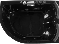 Hot Wanna narożna z hydromasażem LED PARADISO 158 x 113 cm Czarny Wszystkie Wanny|Wanny Z Hydromasażem