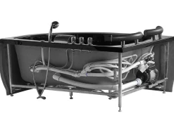 Clearance Wanna narożna z hydromasażem LED PARADISO 158 x 113 cm Czarny Wszystkie Wanny|Wanny Z Hydromasażem