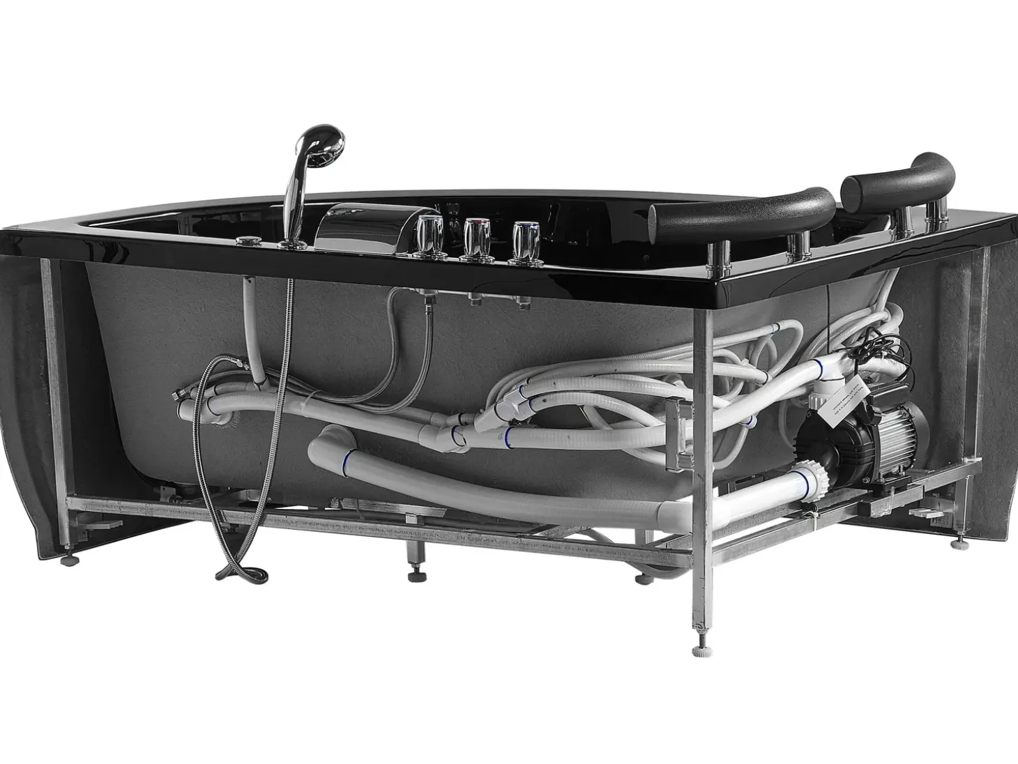 Clearance Wanna narożna z hydromasażem LED PARADISO 158 x 113 cm Czarny Wszystkie Wanny|Wanny Z Hydromasażem