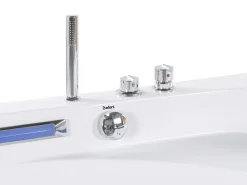 Wanna narożna z hydromasażem LED CACERES 211 x 150 cm Biały Wszystkie Wanny|Wanny Z Hydromasażem