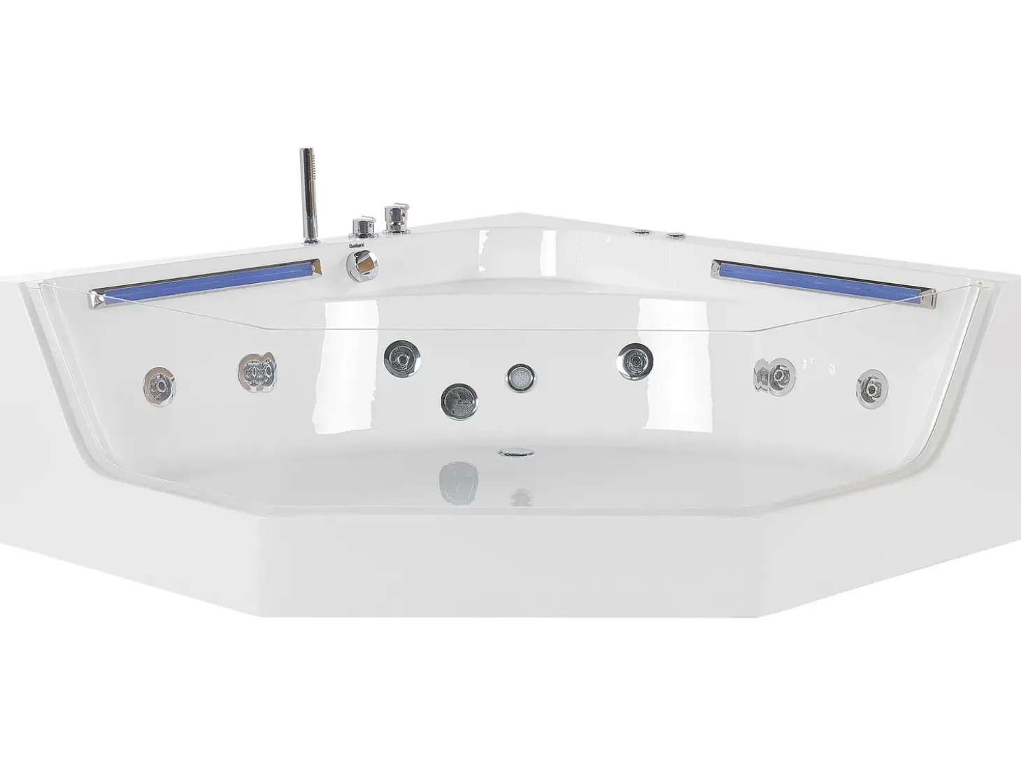 Wanna narożna z hydromasażem LED CACERES 211 x 150 cm Biały Wszystkie Wanny|Wanny Z Hydromasażem