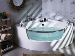 Best Wanna narożna z hydromasażem LED MANGLE 201 x Biały Wszystkie Wanny|Wanny Z Hydromasażem