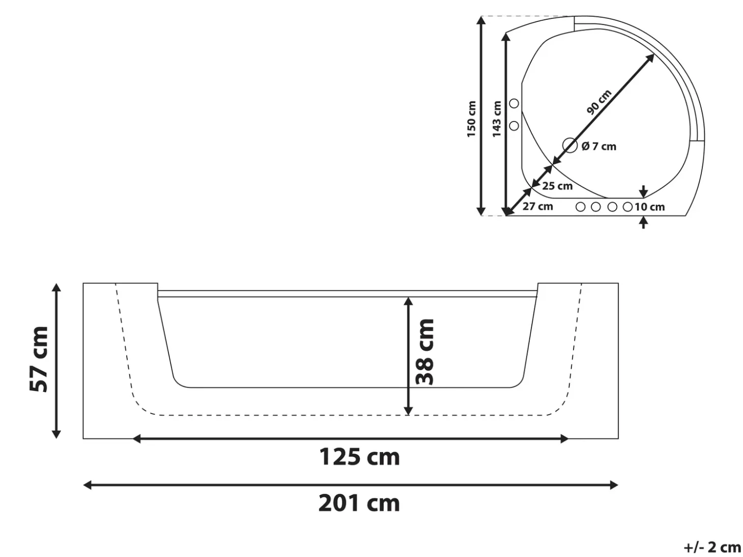 Best Wanna narożna z hydromasażem LED MANGLE 201 x Biały Wszystkie Wanny|Wanny Z Hydromasażem
