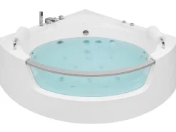 Best Wanna narożna z hydromasażem LED MANGLE 201 x Biały Wszystkie Wanny|Wanny Z Hydromasażem