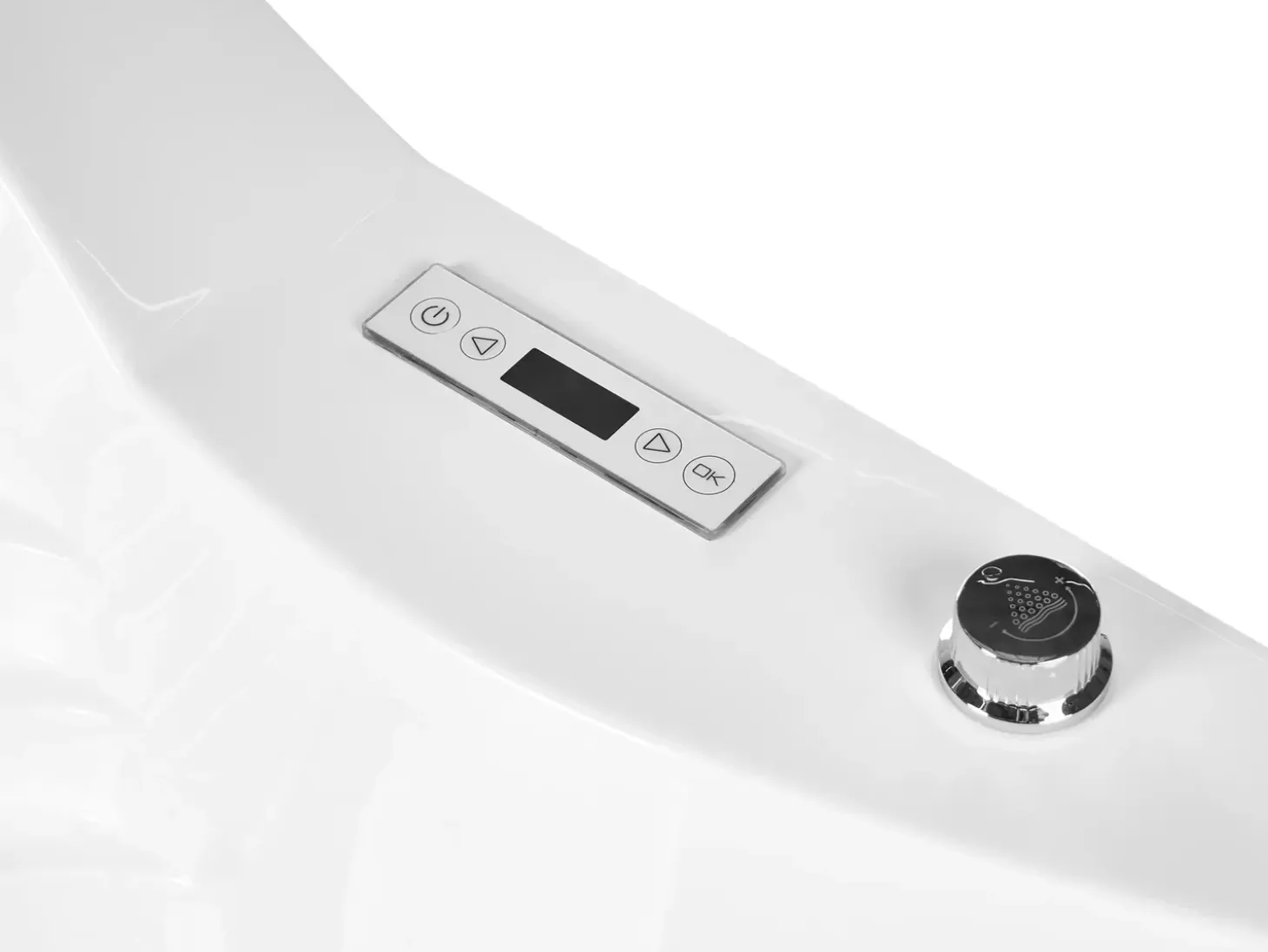Discount Wanna narożna z hydromasażem LED MONACO Wbudowany głośnik Bluetooth 210 x 145 cm Biały Wszystkie Wanny|Wanny Z Hydromasażem