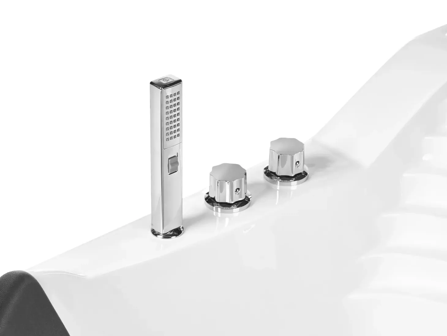 Discount Wanna narożna z hydromasażem LED MONACO Wbudowany głośnik Bluetooth 210 x 145 cm Biały Wszystkie Wanny|Wanny Z Hydromasażem