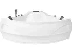 Discount Wanna narożna z hydromasażem LED MONACO Wbudowany głośnik Bluetooth 210 x 145 cm Biały Wszystkie Wanny|Wanny Z Hydromasażem