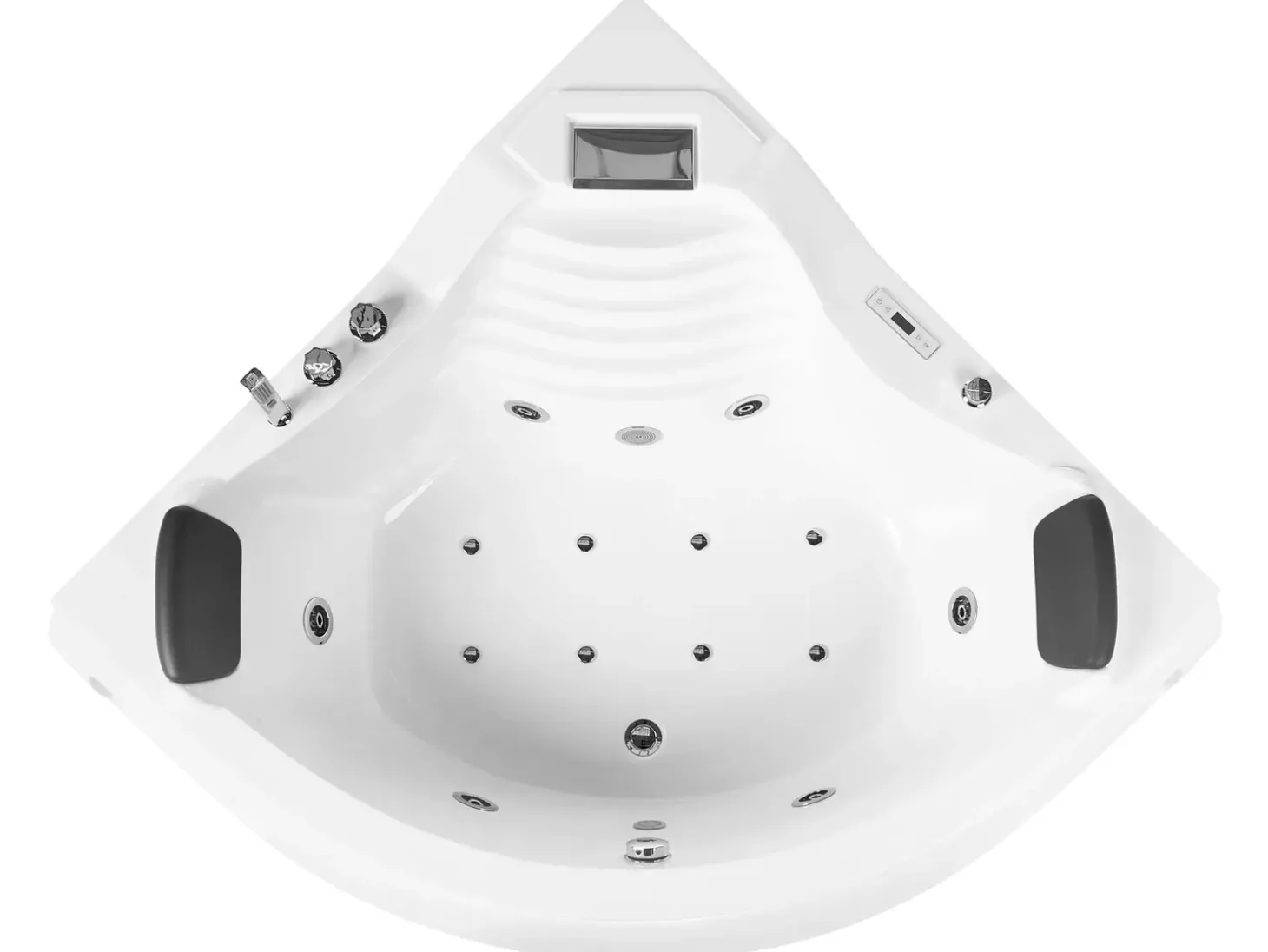 Discount Wanna narożna z hydromasażem LED MONACO Wbudowany głośnik Bluetooth 210 x 145 cm Biały Wszystkie Wanny|Wanny Z Hydromasażem