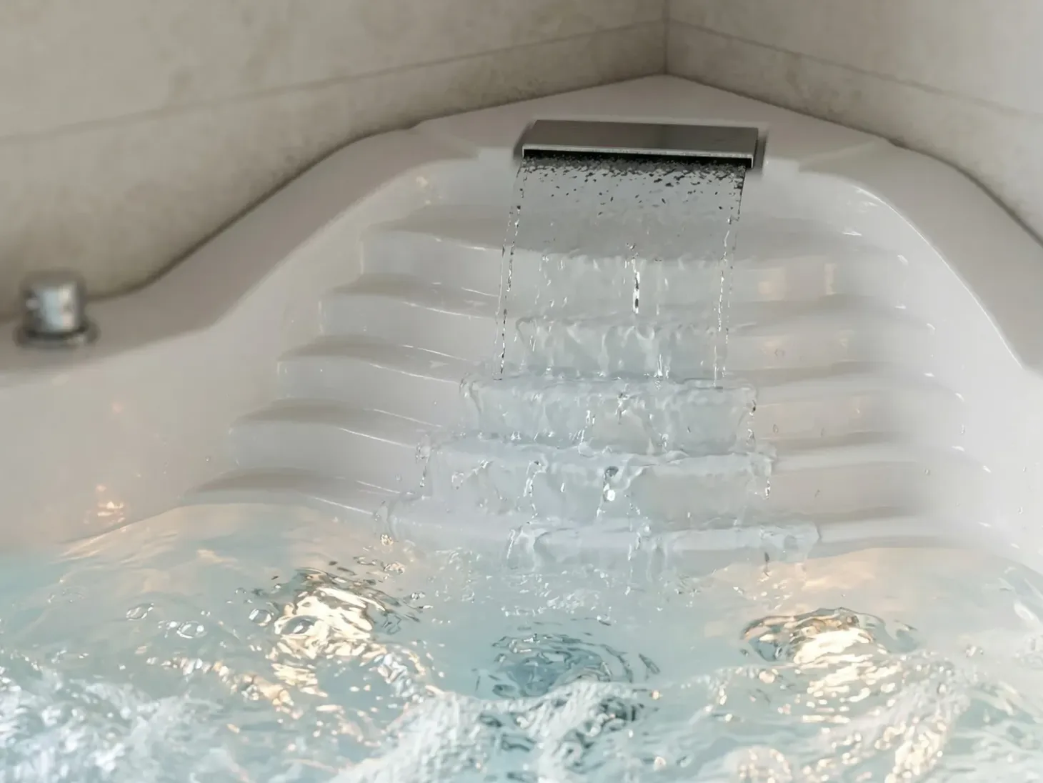 Discount Wanna narożna z hydromasażem LED MONACO Wbudowany głośnik Bluetooth 210 x 145 cm Biały Wszystkie Wanny|Wanny Z Hydromasażem