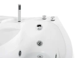 Online Wanna narożna z hydromasażem LED NEIVA 150 x 100 cm Biały Wszystkie Wanny|Wanny Z Hydromasażem