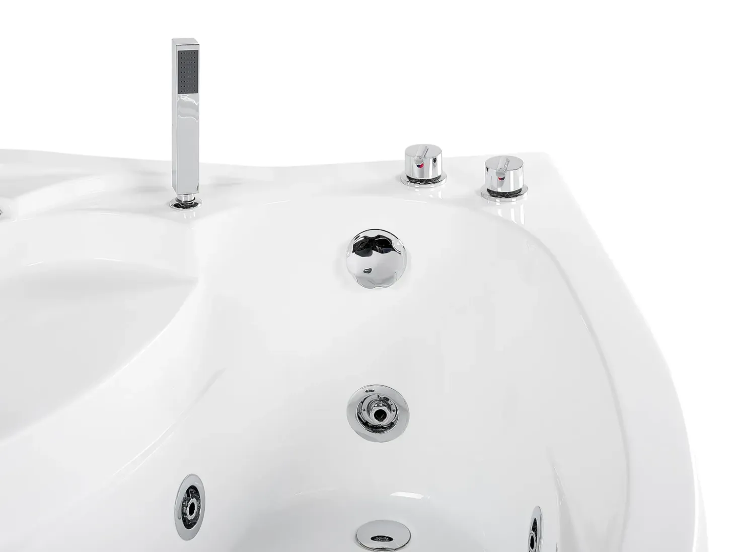Online Wanna narożna z hydromasażem LED NEIVA 150 x 100 cm Biały Wszystkie Wanny|Wanny Z Hydromasażem