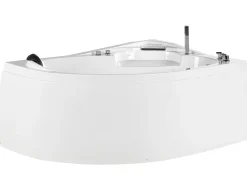 Online Wanna narożna z hydromasażem LED NEIVA 150 x 100 cm Biały Wszystkie Wanny|Wanny Z Hydromasażem