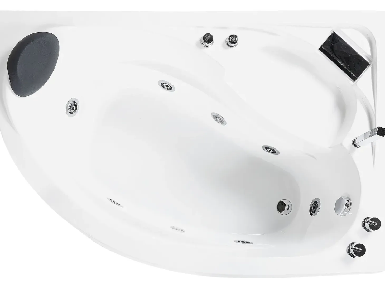 Online Wanna narożna z hydromasażem LED NEIVA 150 x 100 cm Biały Wszystkie Wanny|Wanny Z Hydromasażem